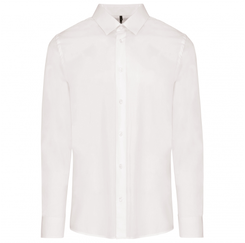 white Camisa popelina manga larga hombre