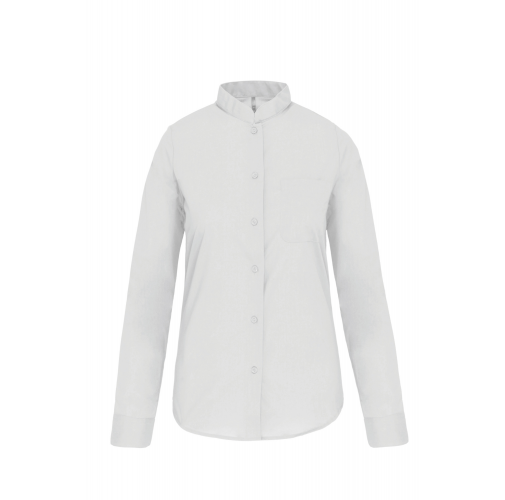 white Camisa cuello mao manga larga mujer