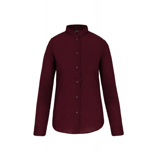 wine Camisa cuello mao manga larga mujer