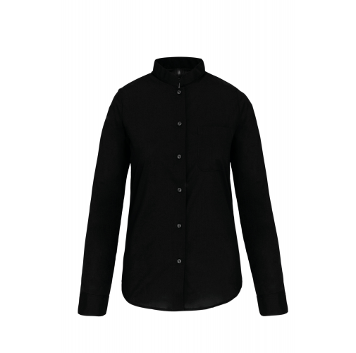 black Camisa cuello mao manga larga mujer