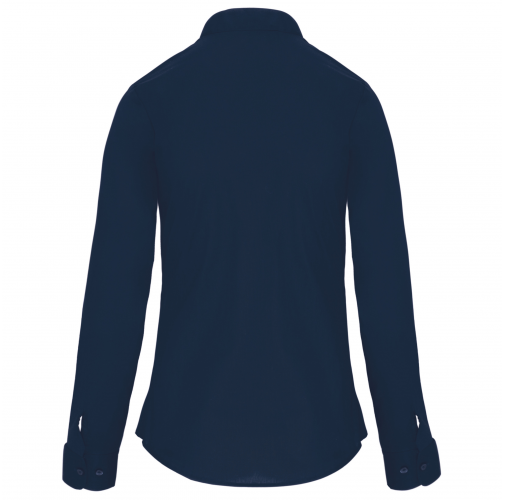 navy Camisa cuello mao manga larga mujer