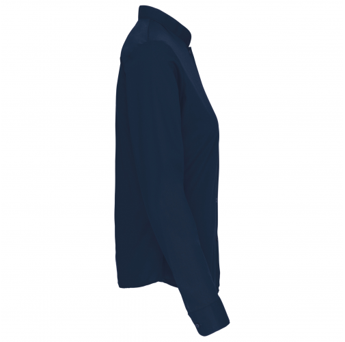 navy Camisa cuello mao manga larga mujer