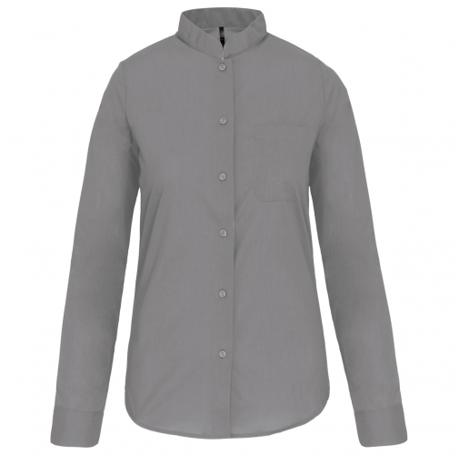 silver Camisa cuello mao manga larga mujer