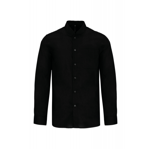 black Camisa cuello mao manga larga hombre