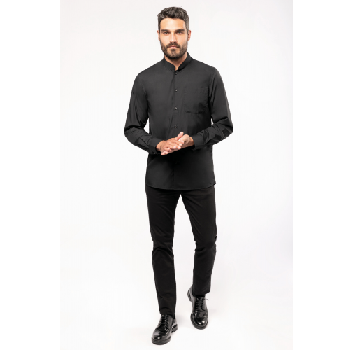 Camisa cuello mao manga larga hombre