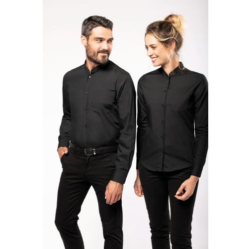 Camisa cuello mao manga larga hombre