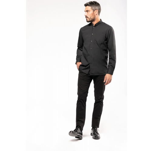 Camisa cuello mao manga larga hombre