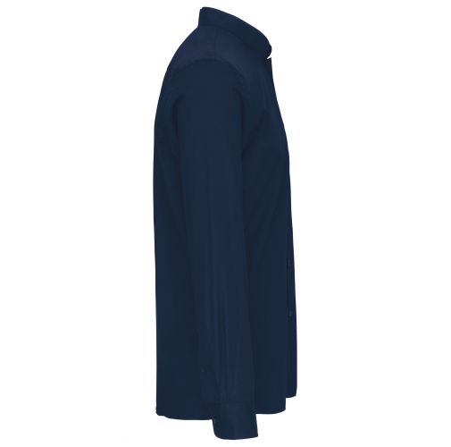 navy Camisa cuello mao manga larga hombre