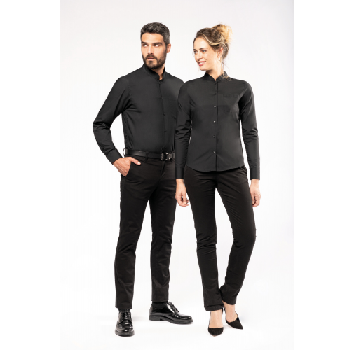 Camisa cuello mao manga larga hombre