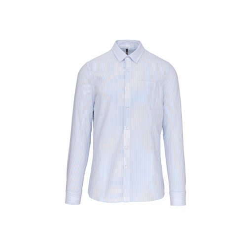 striped white / oxford blue Camisa oxford lavada manga larga