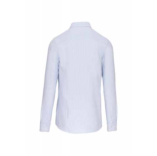 striped white / oxford blue Camisa oxford lavada manga larga