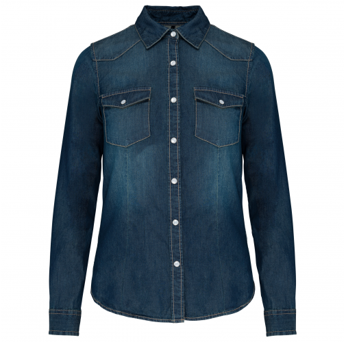 blue jean Camisa denim manga larga mujer