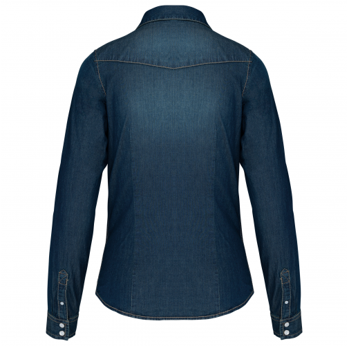 Camisa denim manga larga mujer