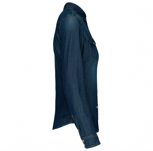 blue jean Camisa denim manga larga mujer