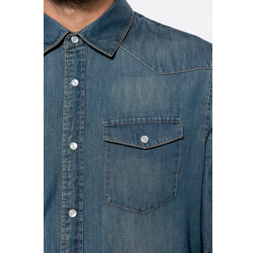 Camisa denim manga larga hombre