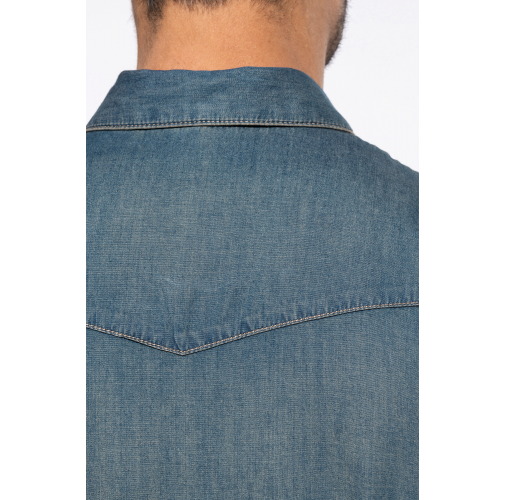 Camisa denim manga larga hombre