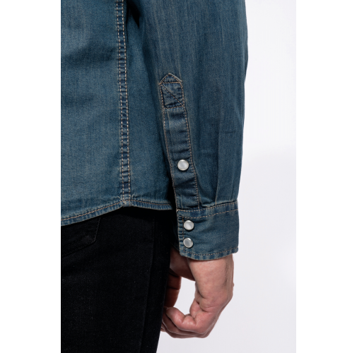 Camisa denim manga larga hombre