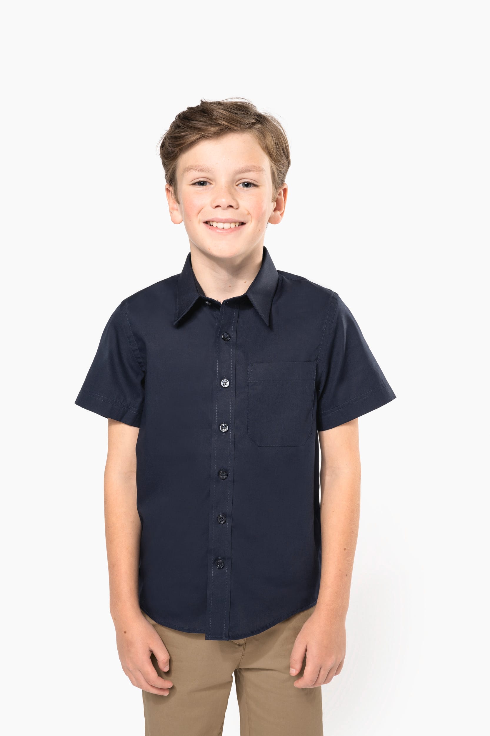 Camisa popelina manga corta niños