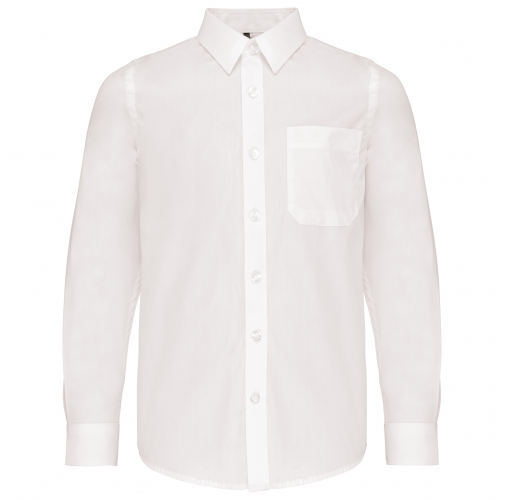white Camisa popelina manga larga niños