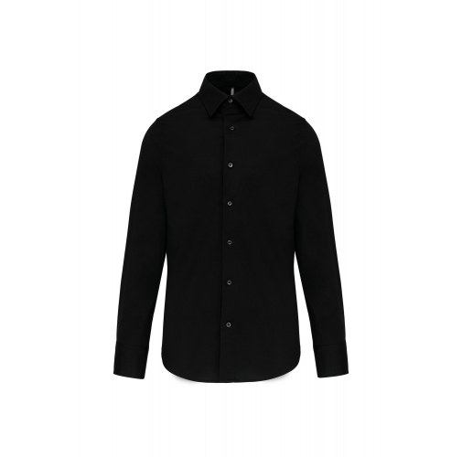 black Camisa ajustado no-plancha manga larga hombre