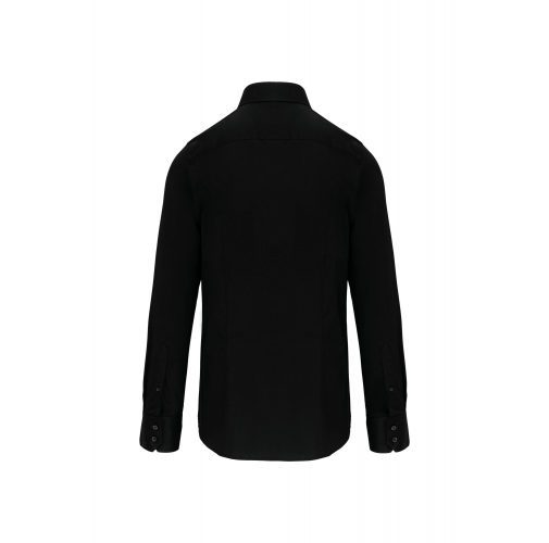 black Camisa ajustado no-plancha manga larga hombre