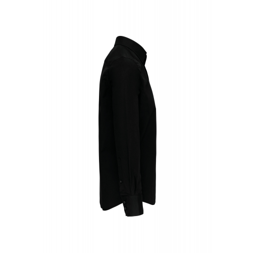 black Camisa ajustado no-plancha manga larga hombre