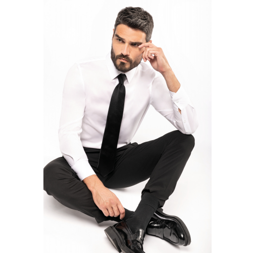 Camisa ajustado no-plancha manga larga hombre