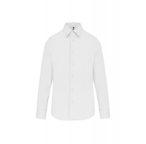 white Camisa strech manga larga hombre