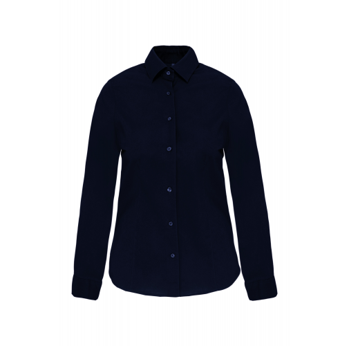 navy Camisa stretch manga larga mujer