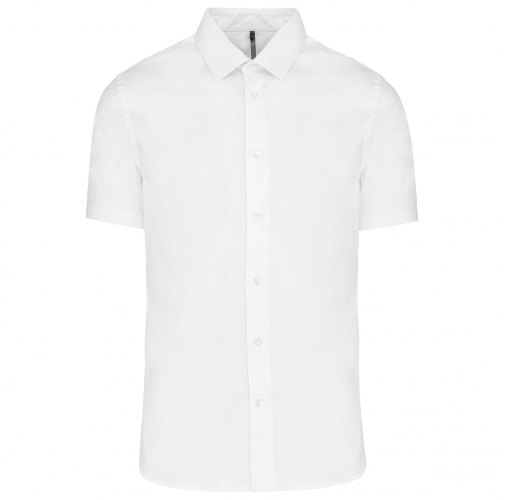 white Camisa strech manga corta hombre
