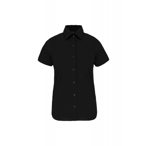 black Camisa stretch manga corta mujer