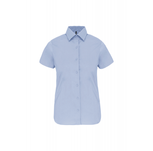 light blue Camisa stretch manga corta mujer