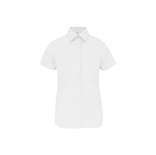 white Camisa stretch manga corta mujer