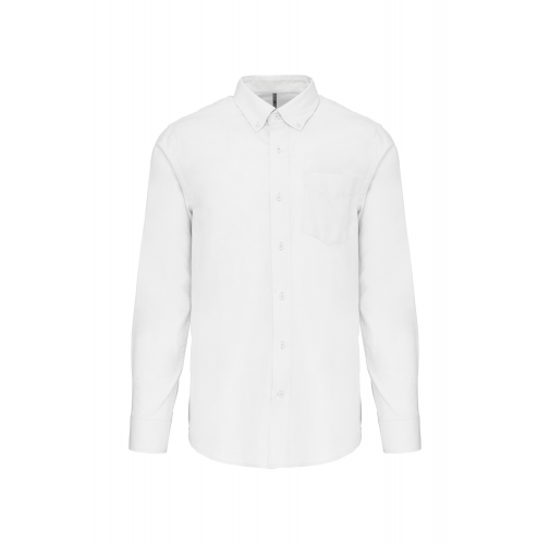 white Camisa oxford manga larga hombre