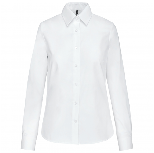 white Camisa oxford manga larga mujer