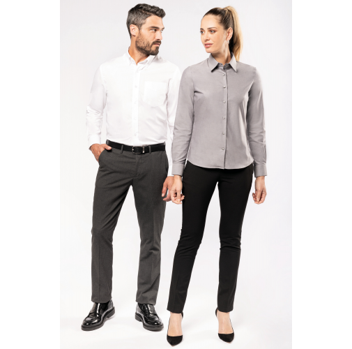 Camisa oxford manga larga mujer