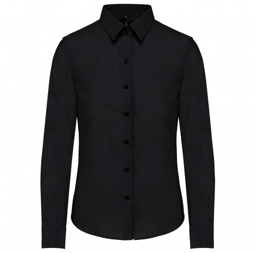 black Camisa oxford manga larga mujer