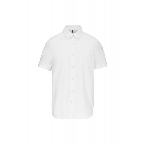 white Camisa oxford manga corta hombre
