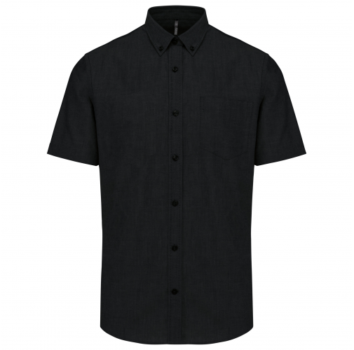 black Camisa oxford manga corta hombre