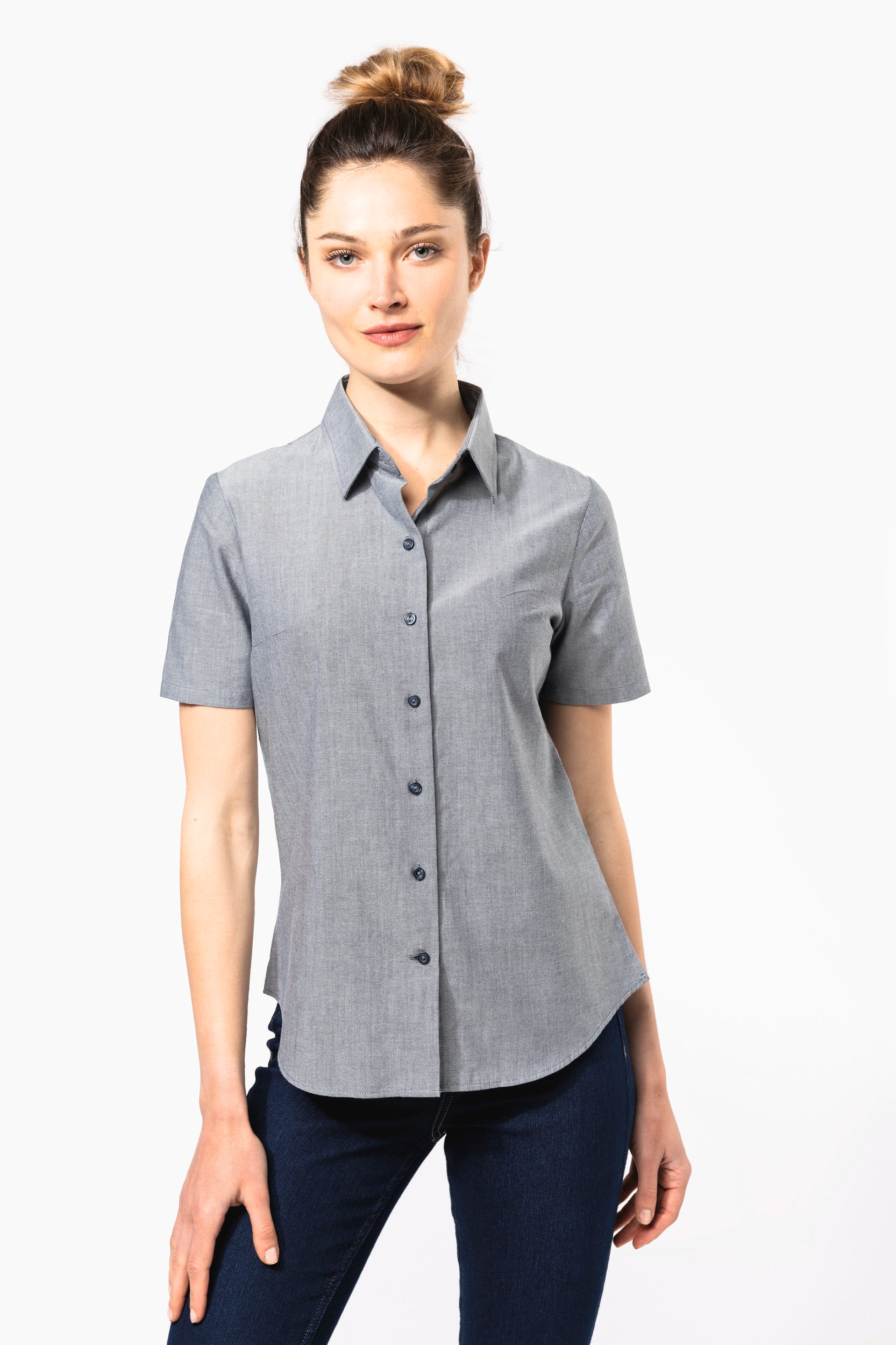CAMISA OXFORD MANGA CORTA MUJER