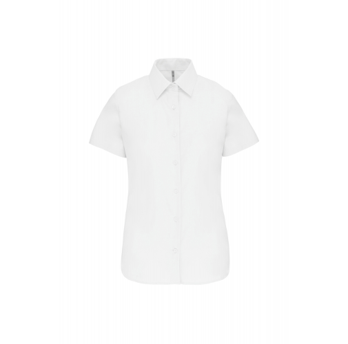 white Camisa oxford manga corta mujer