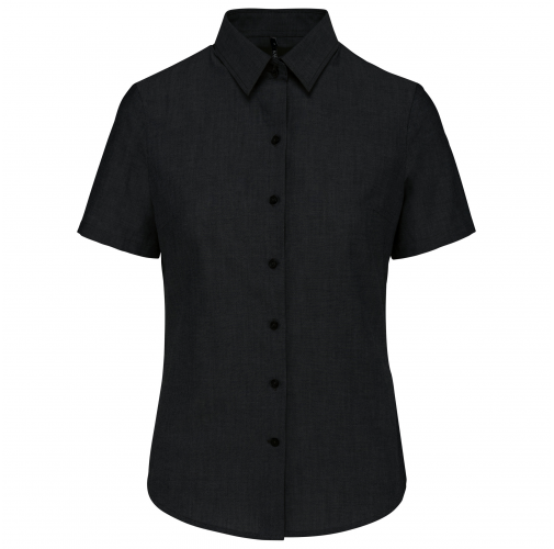 black Camisa oxford manga corta mujer