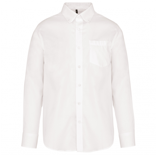 white Camisa no-plancha manga larga hombre