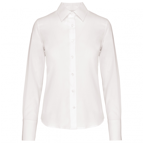 white Camisa no-plancha manga larga mujer