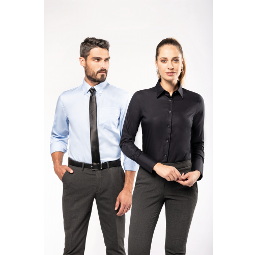 Camisa no-plancha manga larga mujer