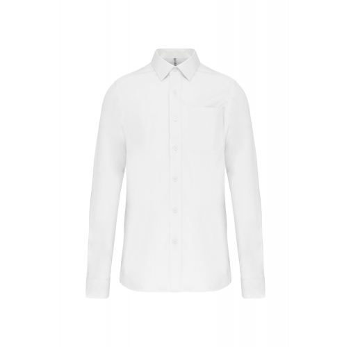 white Camisa popelina manga larga hombre