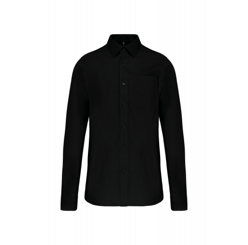 black Camisa popelina manga larga hombre