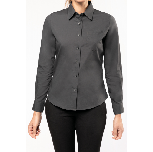 Camisa popelina manga larga mujer