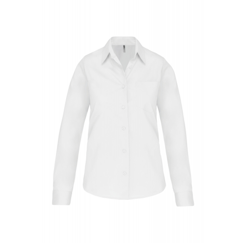 white Camisa popelina manga larga mujer