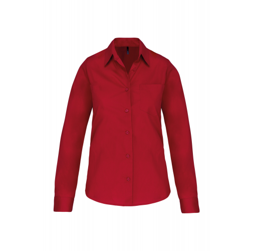 classic red Camisa popelina manga larga mujer